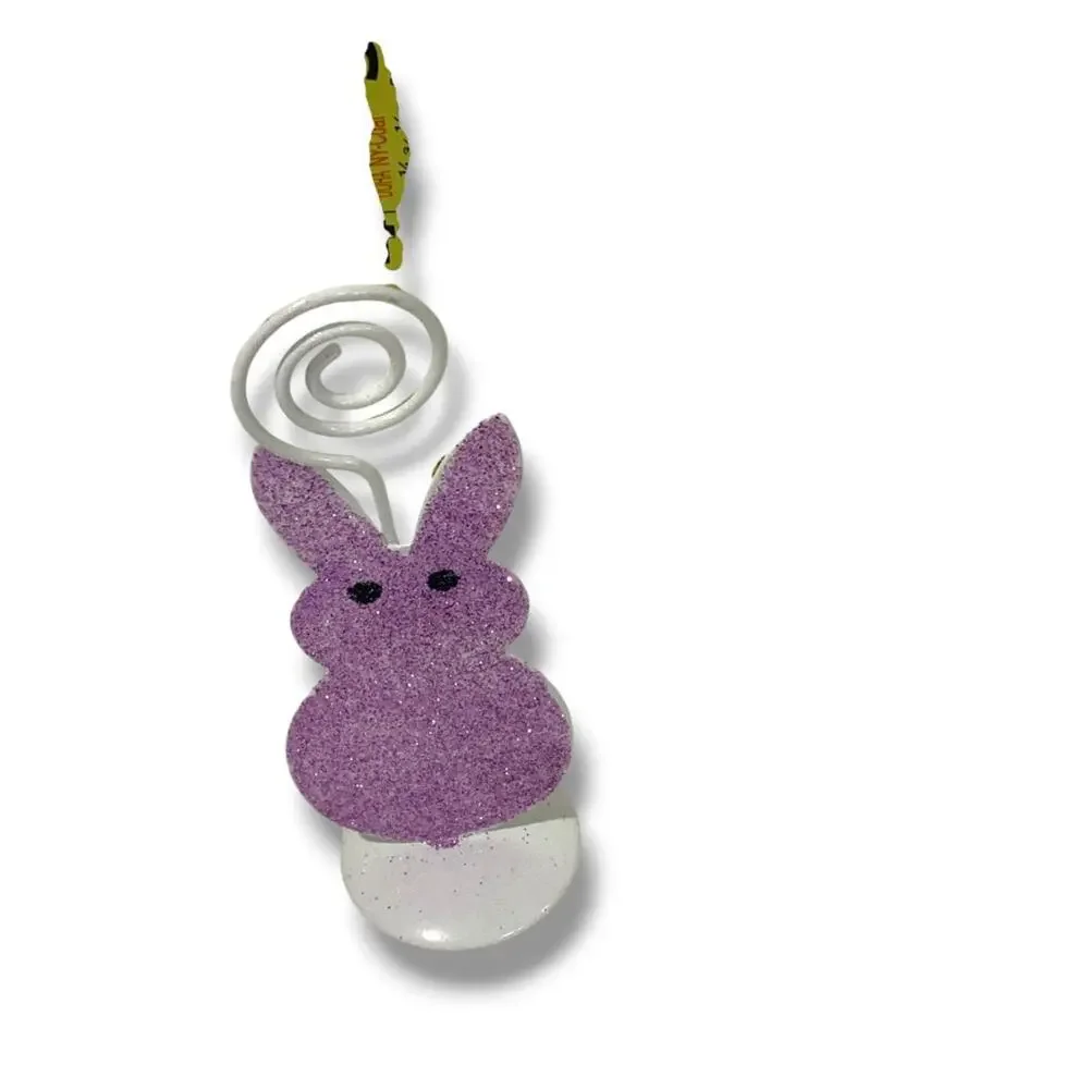 Glitter Bunny Place Card Photo Holder Box of 3 New Pink Purple Yellow 4.5
